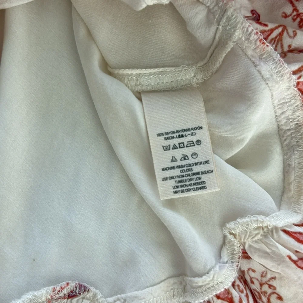 Free People Elegant Cream and Red Patterned Blouse size Small - Picture 8 of 9